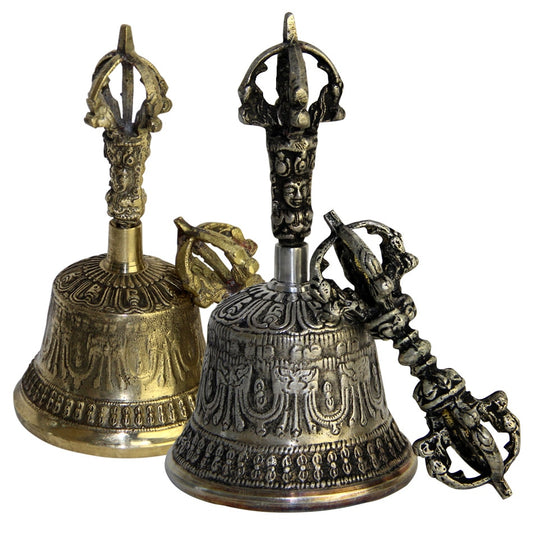 Tibetan Buddhist Meditation Bell and Dorje Set  Shiplies Extra Loud Multi-Purpose Hand Call Bell